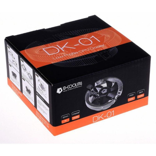 Кулер ID-Cooling DK-01 Soc-AM5/AM4/1200/1700/1851 черный 4-pin 29dB Al 95W 195gr Ret [DK-01]