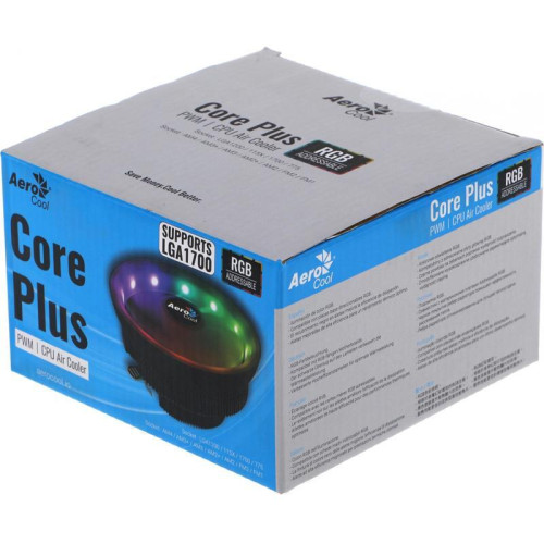 Кулер Aerocool Core Plus ARGB Soc-AM5/AM4/1200/1700/1851 черный/белый 4-pin 15-25dB Al 110W 305gr Ret (CORE PLUS ARGB PWM 4P) [CORE PLUS ARGB PWM 4P]