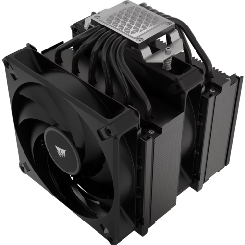 Кулер для процессора/ CPU Cooler Corsair A115 Twin Tower (270W, 4-pin PWM, 165mm, Al/Cu, 6x6mm, 2x140mm, 84.5CFM, 33.9dBA, 1600RPM, S: 1851/1700/1200/115X, AM5/AM4, black)
