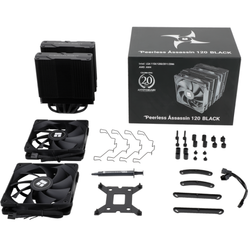 Кулер для процессора CPU Cooler Thermalright Peerless Assassin 120 Black (4-pin PWM, 157mm, Ni/CU, 6x6mm, 2x120mm, 66.17CFM, 25.6dBA, 1550RPM, S: 1700, 1200, 20XX, 115X, AM5, AM4)