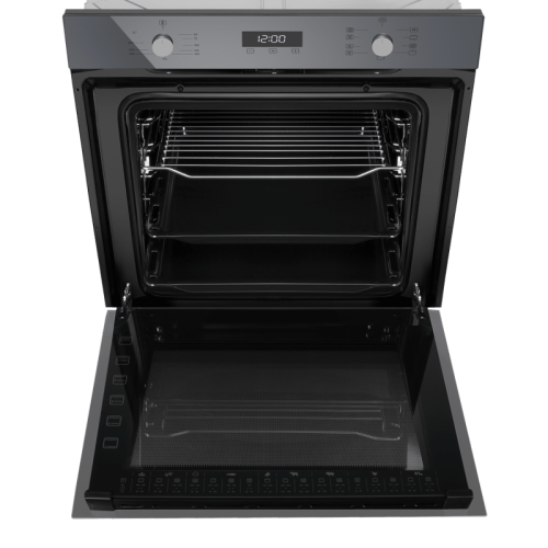 Тип: электрический, 60 см, 76 л, 9 режимов, таймер, комбинированное управление, гриль, конвекция, телескоп, графит стекло