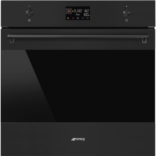 Духовой шкаф Smeg/ Духовой шкаф Smeg, 11 функций, СВЧ, пар, очистка паром, дисплей, сенсорное управление, термощуп, таймер, 4 стекла в дверце, полезный объем 68 л, цвет черный
