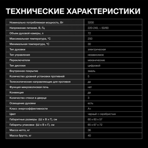 Духовой шкаф Электрический/ Духовой шкаф Электрический Hyundai HEO 6772 IX черный