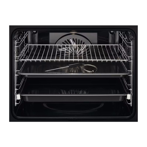 Встраиваемые электрические духовки ELECTROLUX/ Встраиваемый духовой шкаф с конвекцией, объем 72 л, 11 режимов, 9 автопрограмм, очистка пиролитическая, 4 стекла в дверце, направляющие проволочные + телескопические (1 уровень), термощуп, сенсорное управлени
