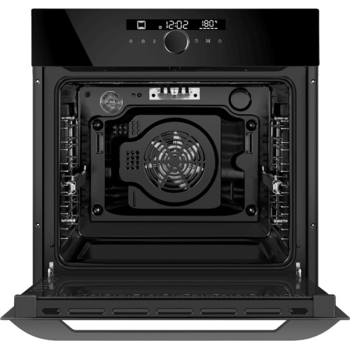 Встраиваемый духовой шкаф, электрический, 76 л, 13 режимов, сенсорное управлени, гидролизная очистка, гриль, конвекция, таймер, телескопические направляющие, дисплей, черное стекло