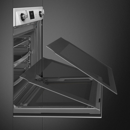 Духовой шкаф Smeg/ Духовой шкаф Smeg, 60 см, пиролитическая очистка, 9 функций приготовления, поворотные переключатели, таймер, автоматическое отключение, полезный объем 68л, энергоэффективность А, цвет нержавеющая сталь