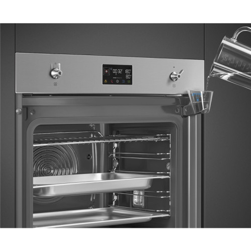 Встраиваемый духовой шкаф SMEG/ Многофункциональный духовой шкаф, комбинированный с пароваркой, 60 см, 12 функций, нержавеющая сталь с обработкой против отпечатков пальцев, Classica