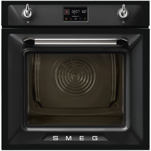 Встраиваемый духовой шкаф SMEG/ Многофункциональный духовой шкаф с пароувлажнением и пиролизом, 60 см, 12 функций, цвет чёрный, Victoria