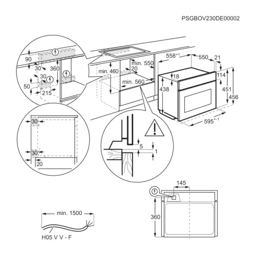 Встраиваемый духовой шкаф Electrolux/ Компактный духовой шкаф с СВЧ, 45 см, 43 л, 22 режима, черный цвет