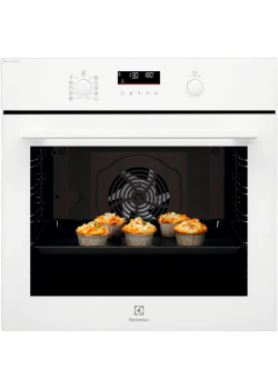 Встраиваемые электрические духовки ELECTROLUX/ Электрический духовой шкаф с конвекцией, приготовление на пару, объем 72 л, утапливаемые переключатели, 9 режимов,очистка каталитическая, 3 стекла в дверце, направляющие проволочные + телескопические (1 урове