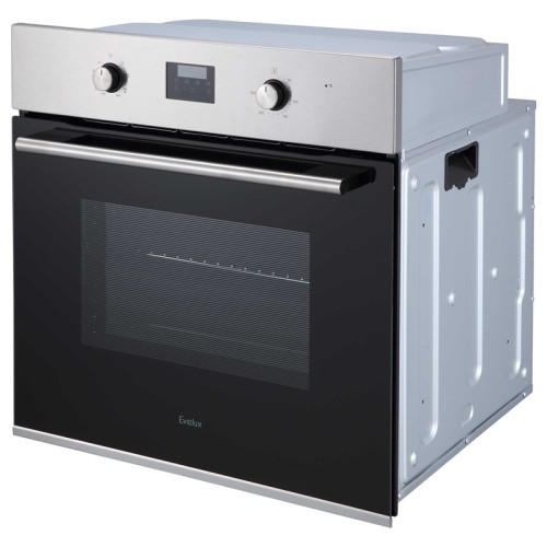 Духовой шкаф встраиваемый полноразмерный, 60 см, 8 режимов,  объем духовки 70л, утапливаемые переключатели, дисплей Snow White, хромированные боковые решетки, панель управления - нержавеющая сталь, универсальный противень, решетка-гриль, двойное стекло дв