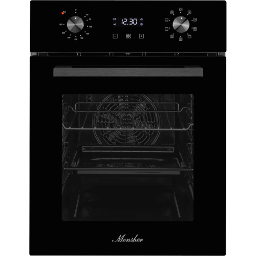Электрический духовой шкаф Monsher/ ширина 45 см, High-Tech, 50 л, гидролизная очистка, 9 режимов, черный