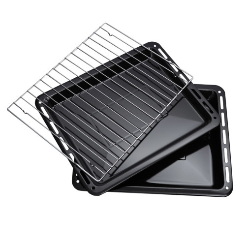 Встраиваемый духовой шкаф/ Crystal, 59.8 х 59.5 x 56 см, 7 режимов нагрева, гриль, LED дисплей белого цвета, таймер, телескопические направляющие одного уровня, Soft Close, черный