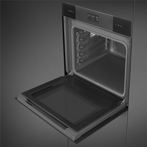 Встраиваемый духовой шкаф SMEG/ 60 см, с паром, Linea, пиролитическая очистка, 12 программ, 68 л, черный цвет