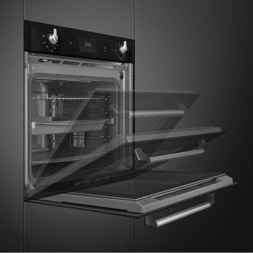 Встраиваемая электрическая духовка SMEG/ SMEG SOP6900TN Многофункциональный духовой шкаф c пиролизом, 60 см, 9 функций, цвет чёрный