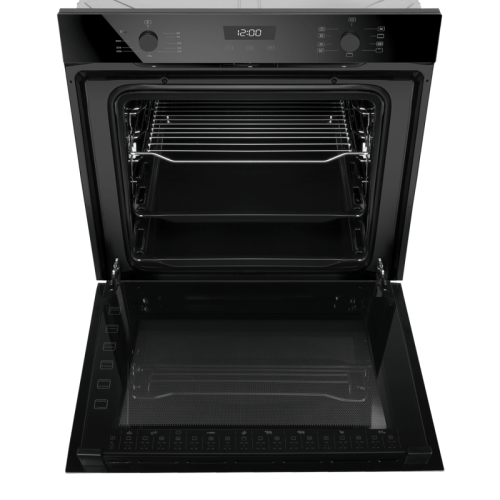 Тип: электрический, 60 см, 76 л, 9 режимов, таймер, комбинированное управление, гриль, конвекция, телескоп, черное стекло
