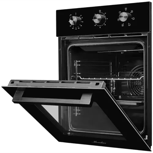 Встраиваемый духовой шкаф Monsher/ Встраиваемый духовой шкаф Monsher, электрический, High-Tech, объем 50 л, конвекция, гриль, 3 стекла в дверце, съемные стекла, съемная дверца, телескопические направляющие, цвет черный