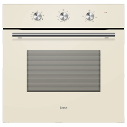 Духовой шкаф встраиваемый полноразмерный, 60 см, 8 режимов,  объем духовки 65л, поворотные переключатели, панель управления - бежевое стекло, универсальный противень, решетка-гриль, двойное стекло дверцы, легко-съемное большое внутреннее стекло Full Glass