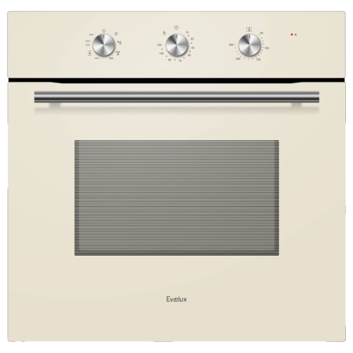 Духовой шкаф встраиваемый полноразмерный, 60 см, 8 режимов,  объем духовки 65л, поворотные переключатели, панель управления - бежевое стекло, универсальный противень, решетка-гриль, двойное стекло дверцы, легко-съемное большое внутреннее стекло Full Glass