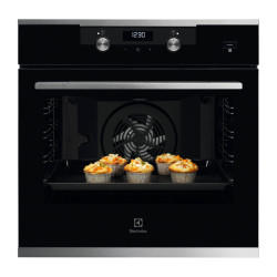 Встраиваемые электрические духовки ELECTROLUX/ Духовой шкаф с паром SteamBake, основной цвет - нержавеющая сталь, утапливаемые переключатели,ЖК-дисплей, будильник, таймер отключения, отложенный старт, хромированные направляющие из нержавеющей стали Easy E