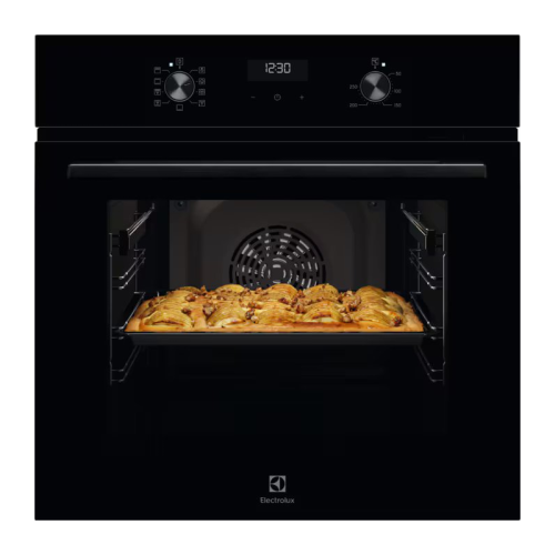 Встраиваемые электрические духовки ELECTROLUX/ Духовой шкаф с паром SteamBake,цвет -чёрный, утапливаемые переключатели, таймер отключения, отложенный старт, будильник, хромированные направляющие из нержавеющей стали Easy Entry , телескопические направляющ