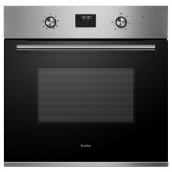 Духовой шкаф встраиваемый полноразмерный, 60 см, 8 режимов,  объем духовки 70л, утапливаемые переключатели, дисплей Snow White, хромированные боковые решетки, панель управления - нержавеющая сталь, универсальный противень, решетка-гриль, двойное стекло дв