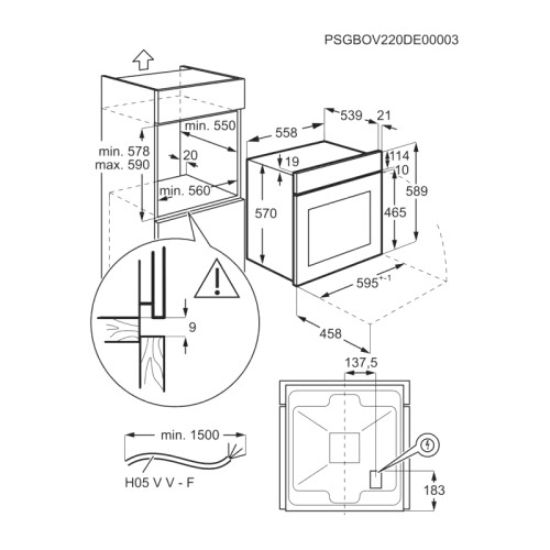 Встраиваемый духовой шкаф/ Встраиваемый духовой шкаф с паром, 60 см, паровая очистка, 72 л, 8 режимов,цвет-нержавеющая сталь,направляющие проволочные + телескопические (1 уровень)