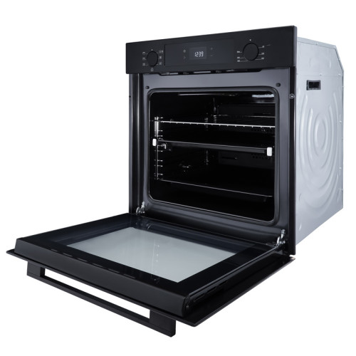 Встраиваемый духовой шкаф/ Crystal, 59.8 х 59.5 x 56 см, 7 режимов нагрева, гриль, LED дисплей белого цвета, таймер, телескопические направляющие одного уровня, Soft Close, черный