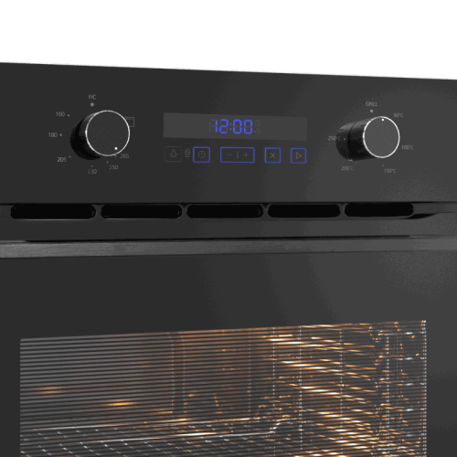 Встраиваемый духовой шкаф MAUNFELD/ Встраиваемый духовой шкаф MOGM703B2 с электрическим грилем, полезный объем 70 л, 3 режима работы, комбинированное управление, гидролизная очистка, максимальная температура 265 С, таймер, гриль, электроподжиг, газ-контро