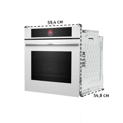 Встраиваемая электрическая духовка BOSCH/ Встраиваемая электрическая духовка BOSCH HBG7741W1 Встраиваемый духовой шкаф с 14 режимами нагрева,контроль температуры от 30 °C до 300 °C,объем 71 л,Eco Clean Direct,TFT сенсорный дисплей,дверь с SoftClose и Soft