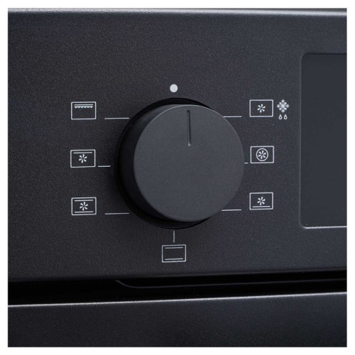 Встраиваемый духовой шкаф/ Crystal, 59.8 х 59.5 x 56 см, 7 режимов нагрева, гриль, LED дисплей белого цвета, таймер, телескопические направляющие одного уровня, Soft Close, черный