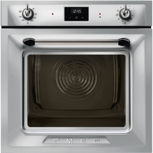 Духовой шкаф Smeg/ Духовой шкаф Smeg, 60 см, пиролитическая очистка, 9 функций приготовления, поворотные переключатели, таймер, автоматическое отключение, полезный объем 68л, энергоэффективность А, цвет нержавеющая сталь