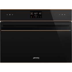 Духовой шкаф Smeg/ Компактный многофункциональный духовой шкаф, комбинированный с микроволновой печью, ширина 60 см, высота 45 см, 11 функций, чёрное стекло Eclipse, медный профиль