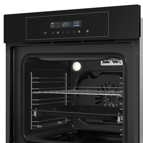 Тип: электрический 60 см, 60 л, таймер, 8 функций, сенсорное управление, гидролизный тип очистки, черный