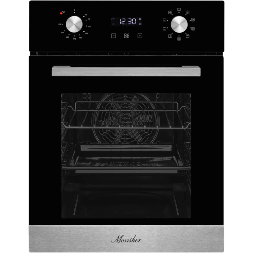 Электрический духовой шкаф Monsher/ ширина 45 см, High-Tech, 50 л, гидролизная очистка, 9 режимов, черный/нерж. сталь