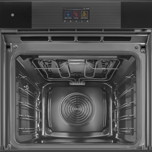 Духовой шкаф Smeg/ Духовой шкаф Smeg, 26 функций, 150 автоматических программ, СВЧ, пар, очистка VaporClean, дисплей, сенсорное управление, термощуп, таймер, 4 стекла в дверце, полезный объем 68 л, цвет черный