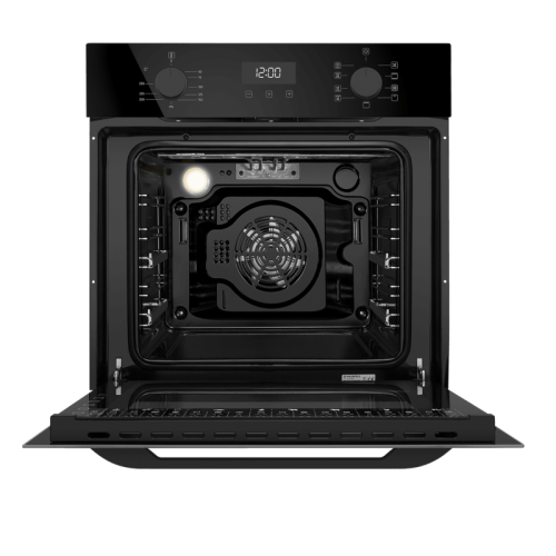 Тип: электрический, 60 см, 76 л, 9 режимов, таймер, комбинированное управление, гриль, конвекция, телескоп, черное стекло