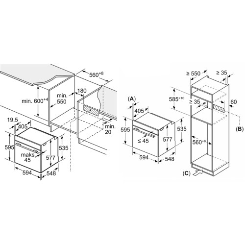 Accent line. Serie 8, духовой шкаф с микроволнами и паром, черный, 28 режимов + комбинированные режимы , микроволны до 800 Вт, 4-слойное остекление, 3 цветных текстовых TFT-дисплея 2,5