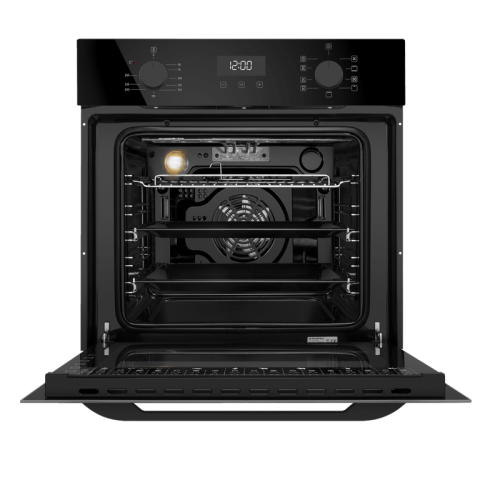 Тип: электрический, 60 см, 76 л, 9 режимов, таймер, комбинированное управление, гриль, конвекция, телескоп, черное стекло