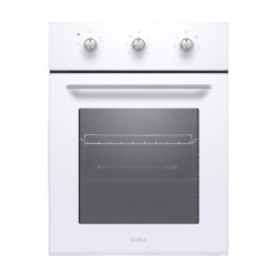 электрический духовой шкаф встраиваемый узкий, 45 см, 6 режимов,  объем духовки 50л, утапливаемые переключатели, хромированные боковые решетки, панель управления - белое  стекло, универсальный противень, решетка-гриль, тройное стекло дверцы, легко-съемное