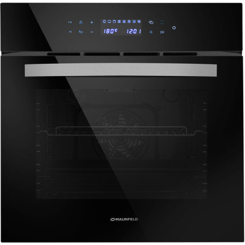 Шкаф духовой электрический MAUNFELD/ Шкаф духовой электрический, 56 л,595х595 мм, управление сенсорное, стекло в дверце 2, гриль,10 режимов,конвекция,тип очистки паром,цвет черный