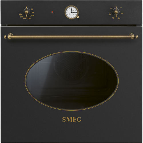 Духовой шкаф Smeg/ Духовой шкаф Smeg, Coloniale, 60 см, 70 л, 50-250 градусов, электромеханическая регулировка температуры, поворотные переключатели, галогеновая подсветка, часы/таймер, 6 функций приготовления, автоматическое отключение, энергоэффективнос
