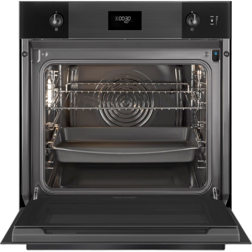 Встраиваемая электрическая духовка SMEG/ Многофункциональный духовой шкаф, комбинированный с паром,Linea, 60 см, 11 функций, стекло Deep Black (чёрное)