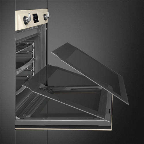 Встраиваемый духовой шкаф SMEG/ Многофункциональный духовой шкаф с пароувлажнением и пиролизом, 60 см, 12 функций, цвет кремовый, Victoria