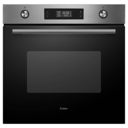 Духовой шкаф встраиваемый полноразмерный, 60 см, 9 режимов,  объем духовки 70л, утапливаемые переключатели, большой дисплей Snow White, хромированные боковые решетки, телескопические направляющие 1 уровень,  панель управления -  нержавеющая сталь, универс