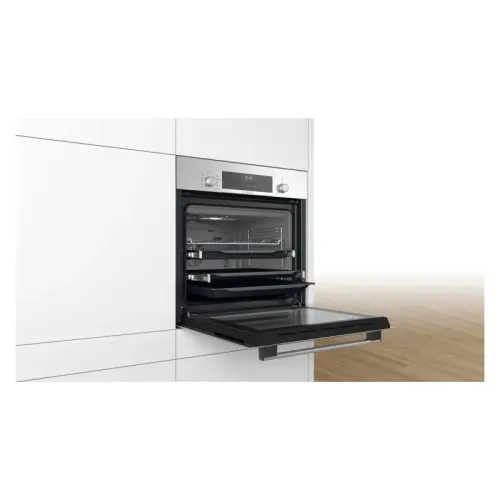 Встраиваемая электрическая духовка BOSCH/ Встраиваемая электрическая духовка BOSCH HBJ558YS3Q Serie 6, духовой шкаф электрический, 60 см, 66 л, нержавеющая сталь, класс энергоэффективности А, 8 режимов, LCD-дисплей, галогенное освещение, самоочистка EcoCl