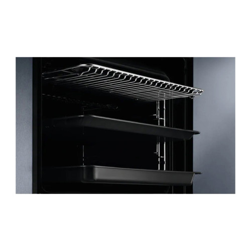 Встраиваемые электрические духовки ELECTROLUX/ Электрический духовой шкаф с конвекцией, приготовление на пару, объем 72 л, 10 режимов, автопрограммы, очистка пиролитическая, 3 стекла в дверце, направляющие проволочные + телескопические (1 уровень)