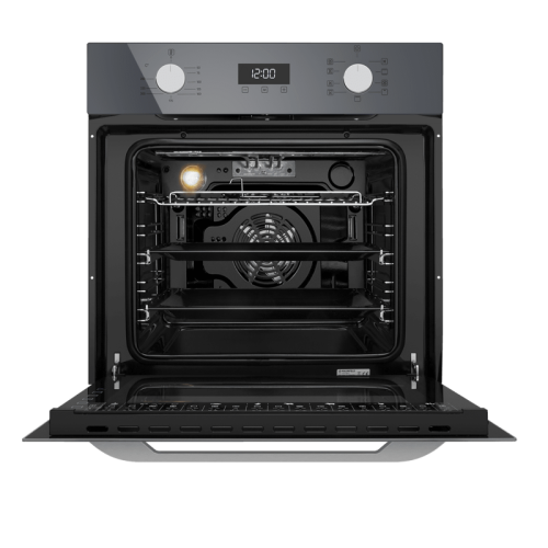 Тип: электрический, 60 см, 76 л, 9 режимов, таймер, комбинированное управление, гриль, конвекция, телескоп, графит стекло