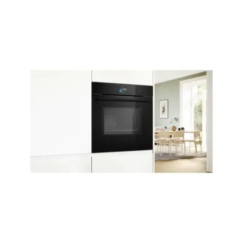 Accent line. Serie 8, духовой шкаф с микроволнами и паром, черный, 28 режимов + комбинированные режимы , микроволны до 800 Вт, 4-слойное остекление, 3 цветных текстовых TFT-дисплея 2,5