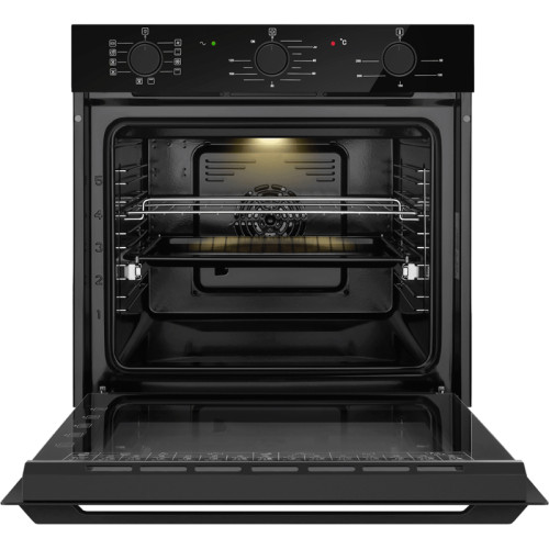 Тип: электрический 60 см, таймер, гриль, конвекция, гидролизный тип очистки, утапливаемые переключатели, 3 стекла, черный